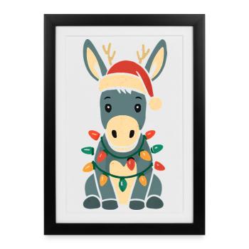 Cute donkey Christmas elf costume partner look - Framed poster (27 × 37 cm) - black - Front