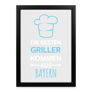 Les meilleurs barbecues viennent de Bavière / Grill, BBQ - Affiche encadrée (27 × 37 cm) - noir - Devant