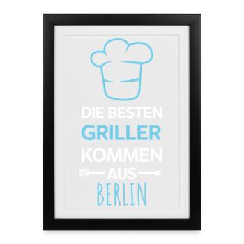 Les meilleurs barbecues viennent de Berlin Design - Affiche encadrée (27 × 37 cm) - noir - Devant