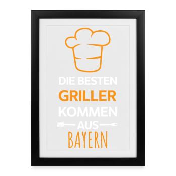Les meilleurs barbecues viennent de Bayern Design - Affiche encadrée (27 × 37 cm) - noir - Devant