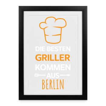 Les meilleurs barbecues viennent de Berlin BBQ Grill Saying. - Affiche encadrée (27 × 37 cm) - noir - Devant
