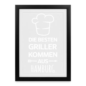 Les meilleurs barbecues viennent de Hamburg Design - Affiche encadrée (27 × 37 cm) - noir - Devant