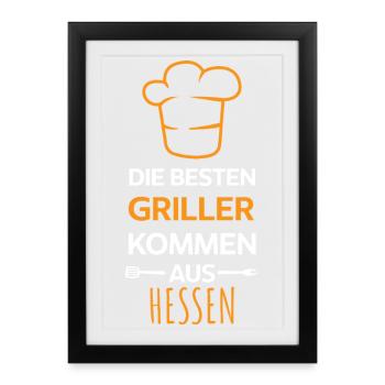 Les meilleurs barbecues viennent de Hessen Design - Affiche encadrée (27 × 37 cm) - noir - Devant