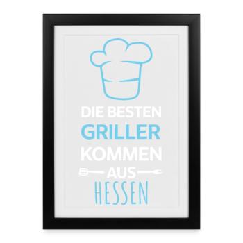 Les meilleurs barbecues viennent de Hessen Design - Affiche encadrée (27 × 37 cm) - noir - Devant