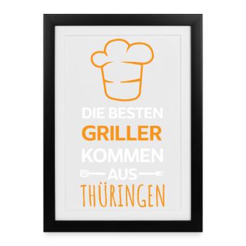 Les meilleurs barbecues viennent de Thuringia Design - Affiche encadrée (27 × 37 cm) - noir - Devant