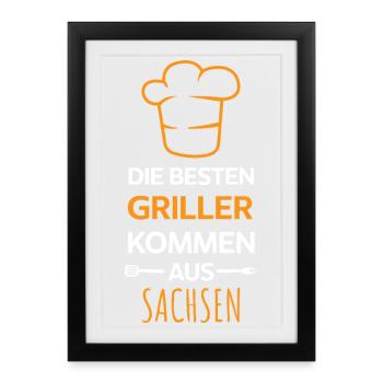 Best grillers come from Sachsen Design - Framed poster (27 × 37 cm) - black - Front