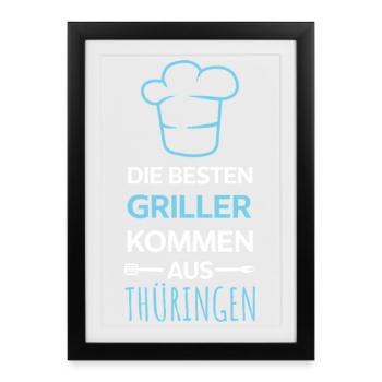 Les meilleurs barbecues viennent de Thüringen Design - Affiche encadrée (27 × 37 cm) - noir - Devant