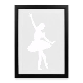 Dancing Silhouette Ballet - Affiche encadrée (27 × 37 cm) - noir - Devant