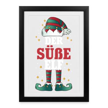 Noël L’Elfe Sucré - Affiche encadrée (27 × 37 cm) - noir - Devant