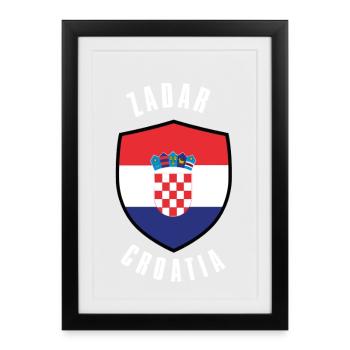 Kroatisches Schildflaggendesign - Gerahmtes Poster (27 × 37 cm) - Schwarz - Vorne