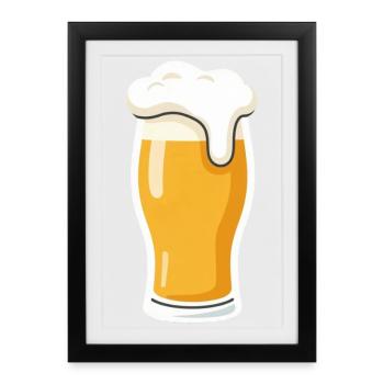 Bière, verre à bière, cadeau de la fête des pères Papa - Affiche encadrée (27 × 37 cm) - noir - Devant