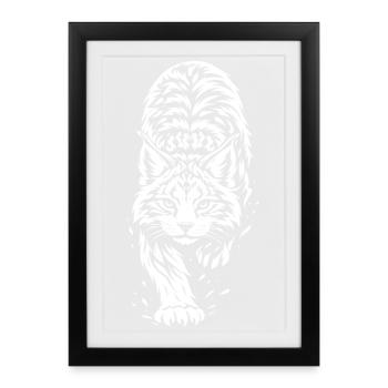 Tribal Lynx – Wild Forest Animal Motif - Framed poster (27 × 37 cm) - black - Front