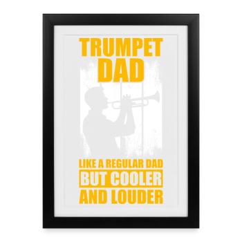 Père tromboniste Trompettiste - Affiche encadrée (27 × 37 cm) - noir - Devant