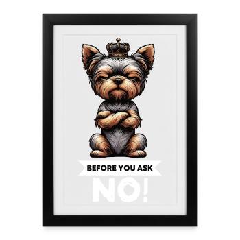 Avant de demander Yorkshire Terrier Yorkshire Yorkie Yorkie - Affiche encadrée (27 × 37 cm) - noir - Devant