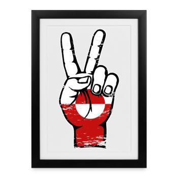 Greenland Flag Peace Symbol used - Framed poster (27 × 37 cm) - black - Front