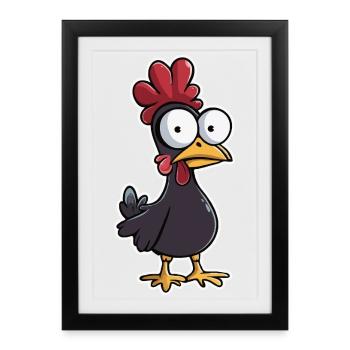 Poulet Fou Poulet de Pâques - Affiche encadrée (27 × 37 cm) - noir - Devant