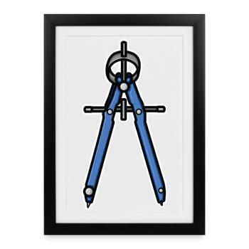 Look rétro en cercle - Affiche encadrée (27 × 37 cm) - noir - Devant