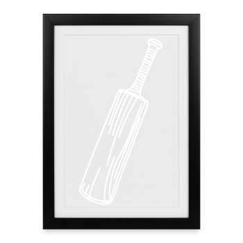 Cricket bat Drawing - Framed poster (27 × 37 cm) - black - Front