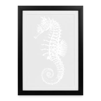 High-Contrast Seahorse Silhouette - Framed poster (27 × 37 cm) - black - Front