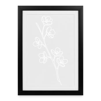 Silhouette botanique des fleurs de ligne - Affiche encadrée (27 × 37 cm) - noir - Devant