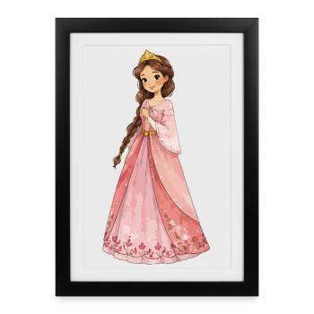 Pink princess in taffeta dress - Framed poster (27 × 37 cm) - black - Front