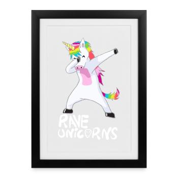Logo Rave Licornes Texte blanc - Affiche encadrée (27 × 37 cm) - noir - Devant