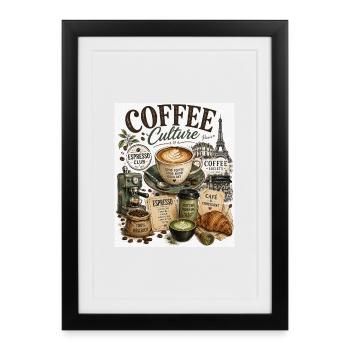 Coffee Culture Paris Café Collage - Framed poster (27 × 37 cm) - black - Front