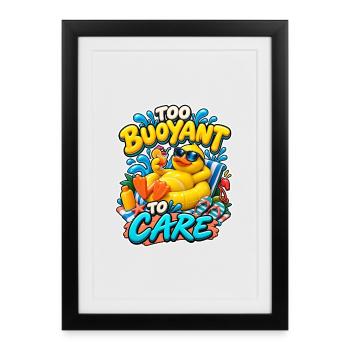 Too Buoyant To Care Relaxed Duck Pool Comic - Framed poster (27 × 37 cm) - black - Front
