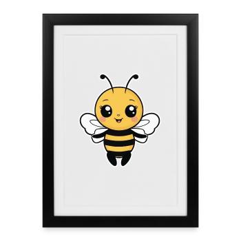 Kleine süße Biene, Babybiene - Gerahmtes Poster (27 × 37 cm) - Schwarz - Vorne