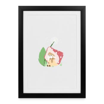 fille champignon en couleur - Affiche encadrée (27 × 37 cm) - noir - Devant