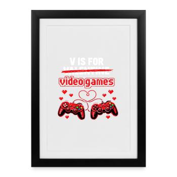 Love of Video Games - Gaming Heart Retro - Framed poster (27 × 37 cm) - black - Front
