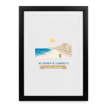 Canet en Roussillon - Promenade Méditerranéenne - Affiche encadrée (27 × 37 cm) - noir - Devant