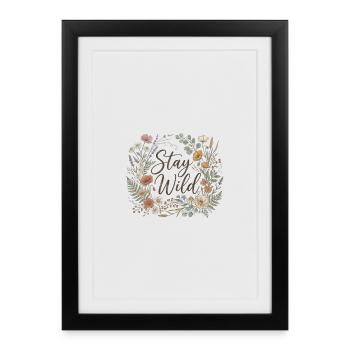Reste Sauvage Couronne Florale - Affiche encadrée (27 × 37 cm) - noir - Devant