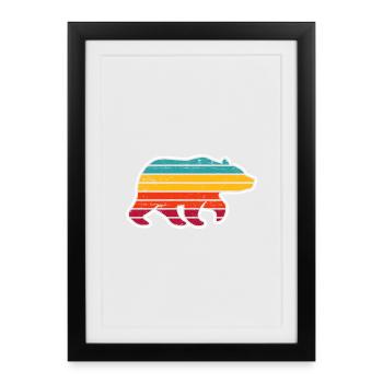 Silhouette d’ours à rayures arc-en-ciel - Affiche encadrée (27 × 37 cm) - noir - Devant