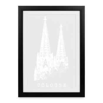 Cologne Cathedral Cologne Vintage Silhouette Cologne Skyline - Framed poster (27 × 37 cm) - black - Front