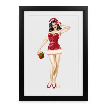 Père Noël - Affiche encadrée (27 × 37 cm) - noir - Devant