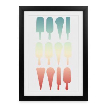 Cornet de crème glacée et crème glacée à l’eau - Affiche encadrée (27 × 37 cm) - noir - Devant