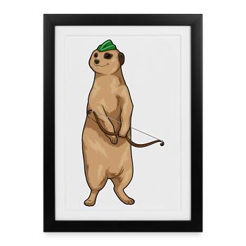 Erdmännchen Bogenschütze Bogen - Gerahmtes Poster (27 × 37 cm) - Schwarz - Vorne