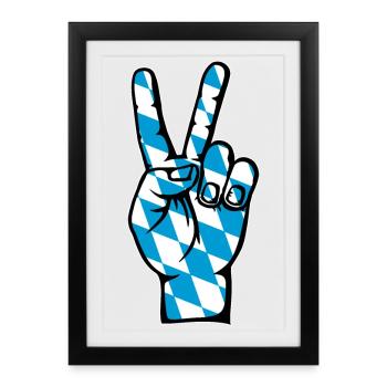 Bavière Drapeau Paix Victoire Symbole - Affiche encadrée (27 × 37 cm) - noir - Devant