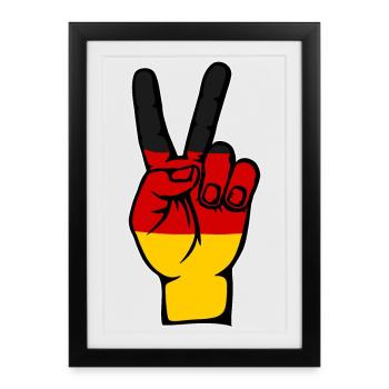 Drapeau allemand, Paix, Symbole de victoire - Affiche encadrée (27 × 37 cm) - noir - Devant