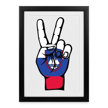 Slovenia Flag Peace Victory Symbol - Framed poster (27 × 37 cm) - black - Front