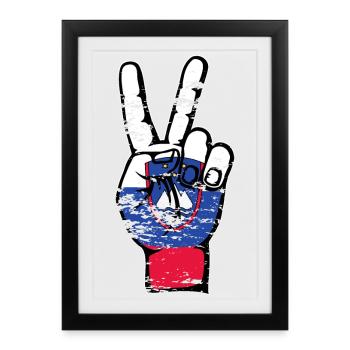 Drapeau de la Slovénie Symbole de la Victoire De La Paix Utilisé - Affiche encadrée (27 × 37 cm) - noir - Devant