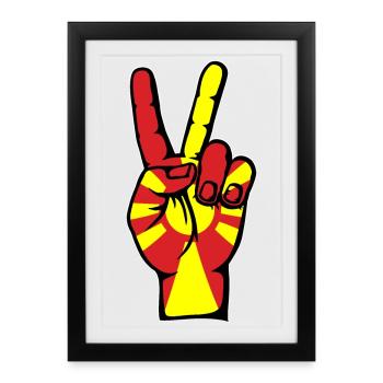 Macédoine Drapeau Paix Victoire Symbole - Affiche encadrée (27 × 37 cm) - noir - Devant