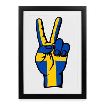 Sweden Flag Peace Victory Symbol - Framed poster (27 × 37 cm) - black - Front