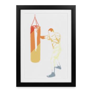 Croquis de boxe vintage - Affiche encadrée (27 × 37 cm) - noir - Devant