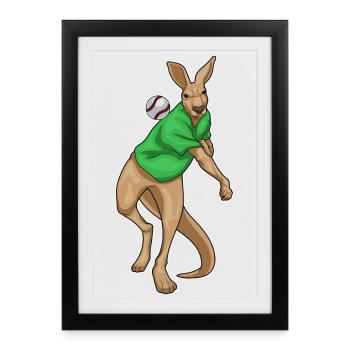 Kangaroo Baseball - Framed poster (27 × 37 cm) - black - Front