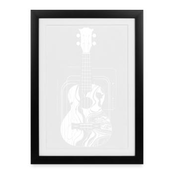 Ukulele Drawing - Framed poster (27 × 37 cm) - black - Front