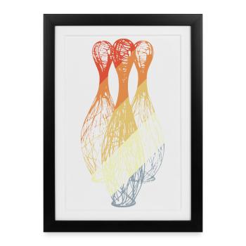 Croquis de quilles de bowling - Affiche encadrée (27 × 37 cm) - noir - Devant