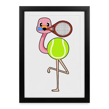 Flamingo Tennis Balle de tennis - Affiche encadrée (27 × 37 cm) - noir - Devant