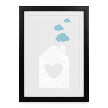 Home Heart Grunge Cloud Nursery Sweet Home - Framed poster (27 × 37 cm) - black - Front